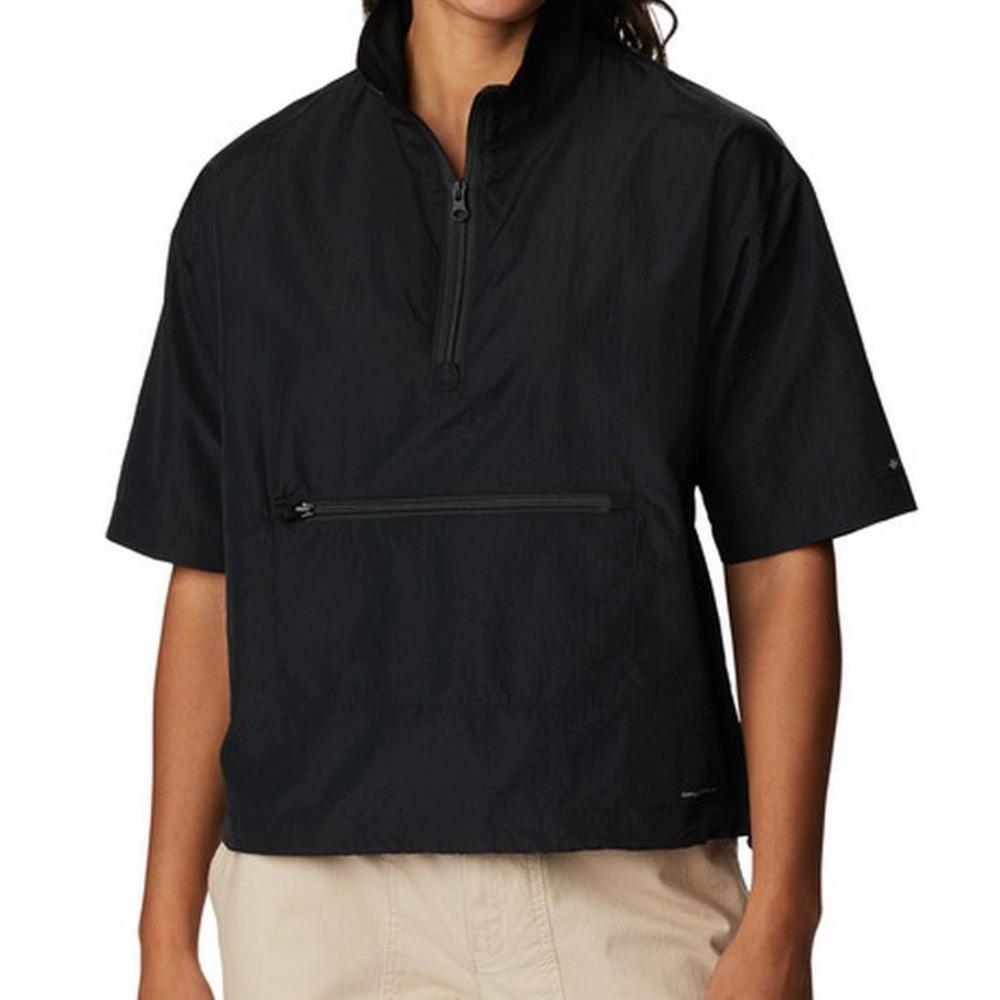 Columbia Boundless Trek Black Short Sleeve 1/2‎ Zip Pullover Womens Large